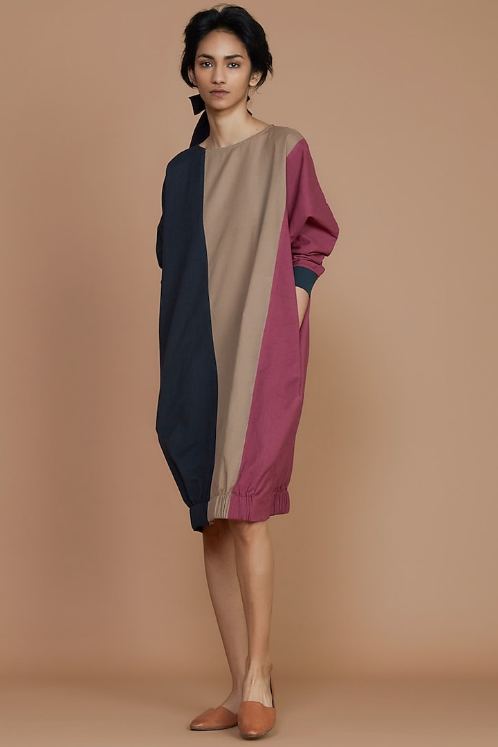 Charcoal Color Blocked Shift Dress by Mati