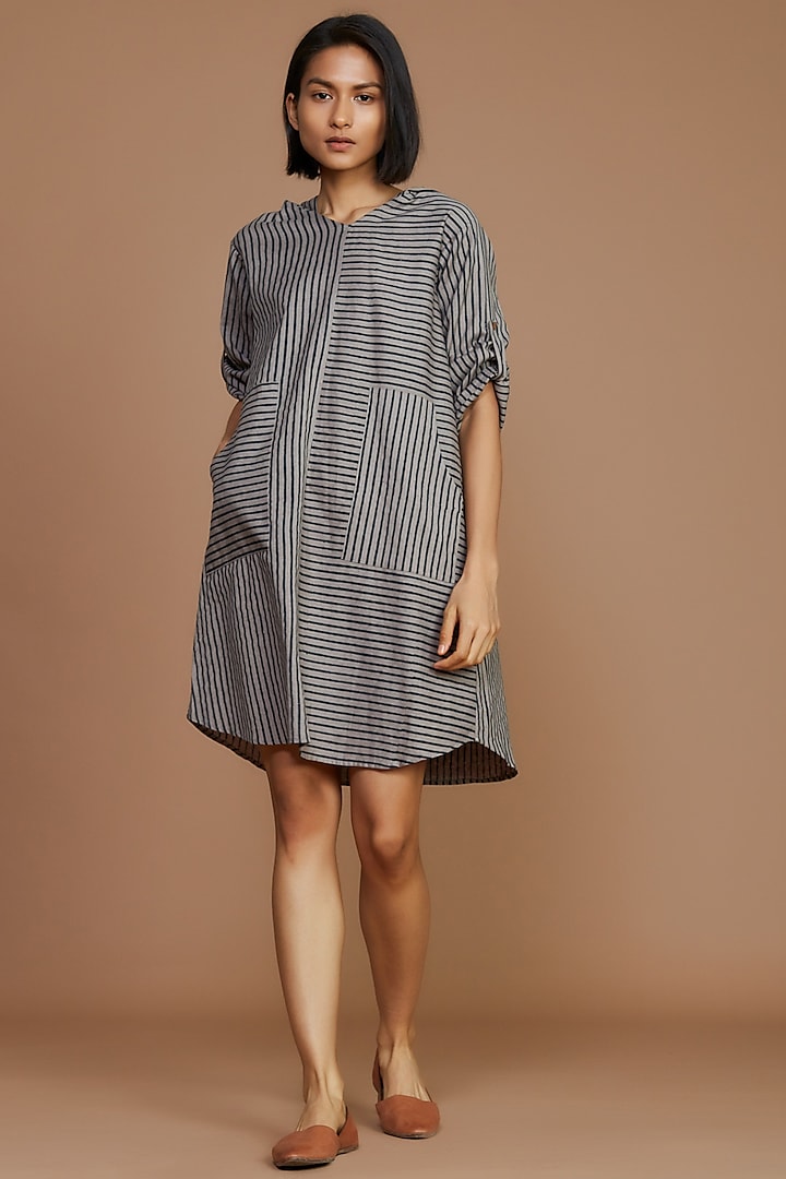 Grey & Charcoal Striped Dress by Mati at Pernia's Pop Up Shop