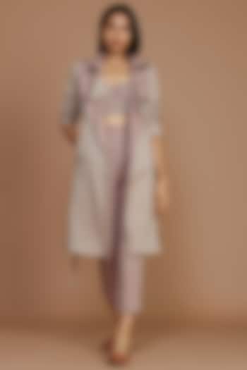 Ivory & Mauve Striped Trench Coat by Mati