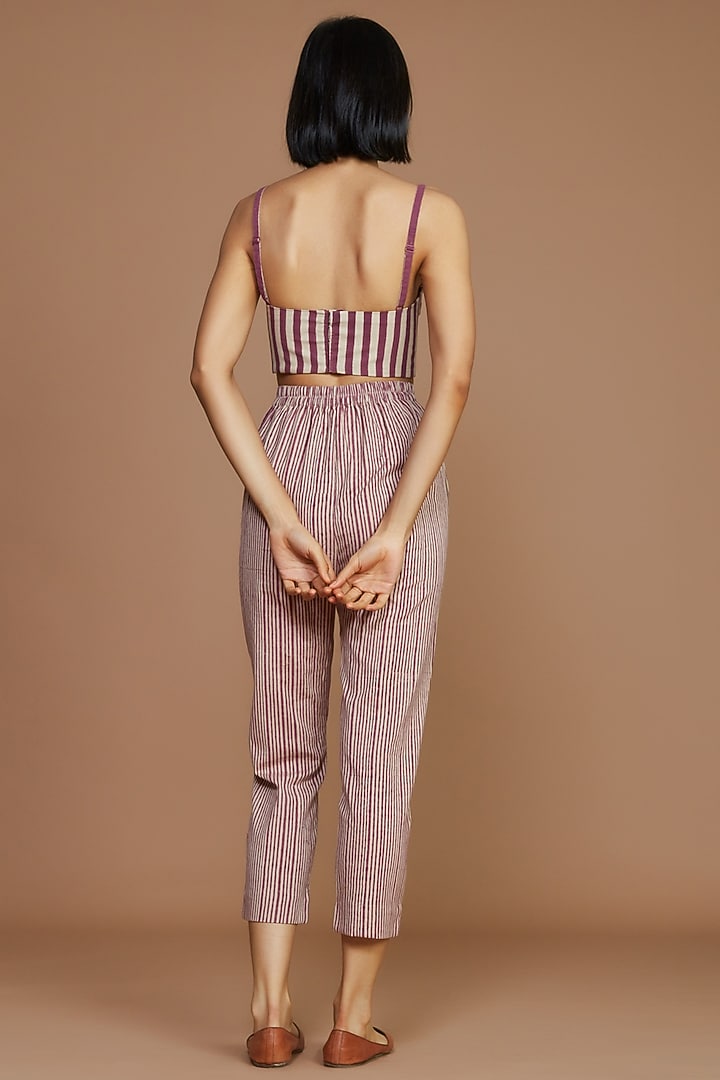 Ivory & Mauve Striped Corset by Mati at Pernia's Pop Up Shop