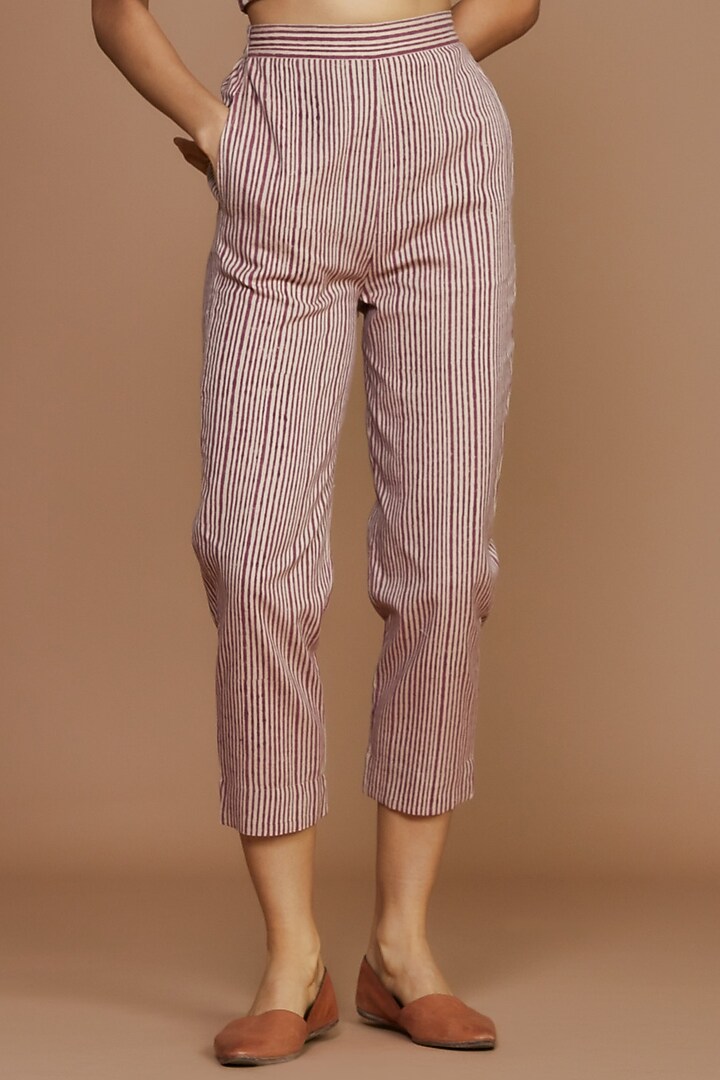 Ivory & Mauve Striped Corset by Mati at Pernia's Pop Up Shop