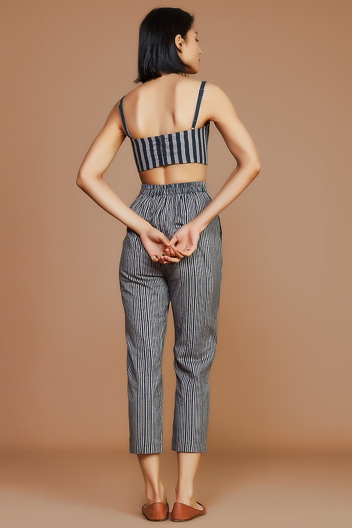 Grey & Charcoal Striped Corset by Mati at Pernia's Pop Up Shop