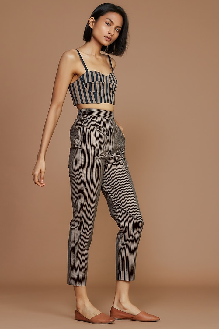 Brown & Charcoal Striped Corset Design by Mati at Pernia's Pop Up Shop 2024