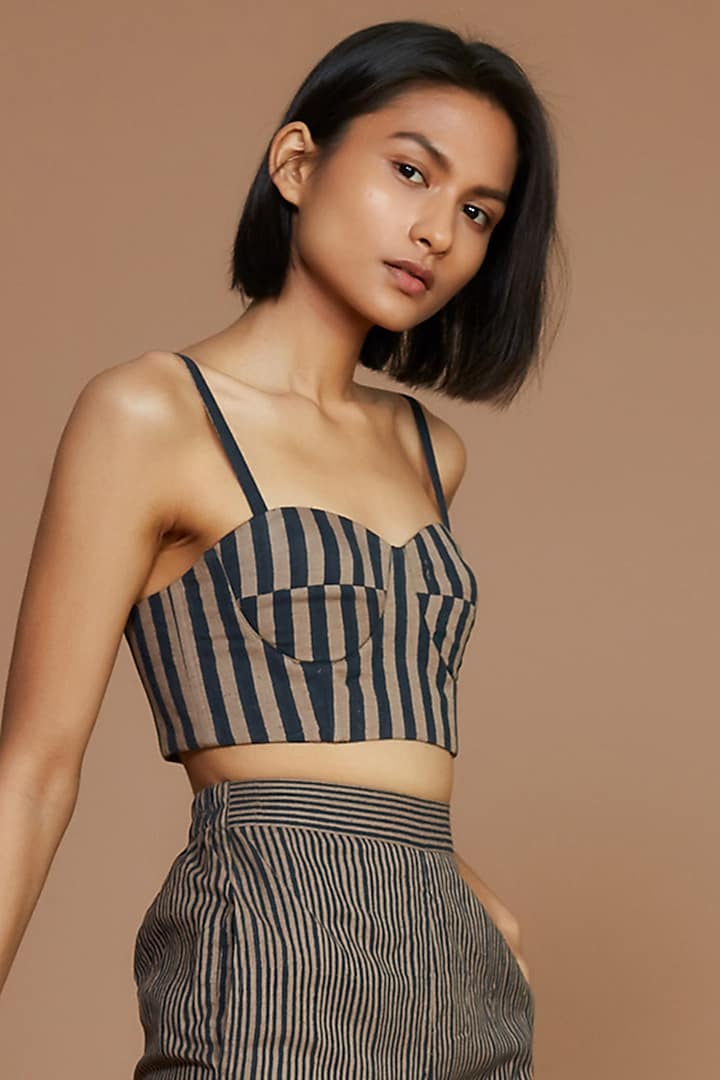 Grey with Charcoal Striped Corset – Mati