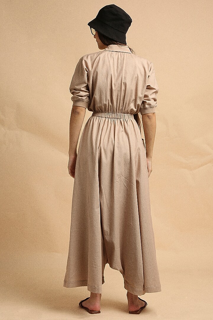 Sand-Colored Handspun Cotton Jumpsuit by Mati at Pernia's Pop Up Shop
