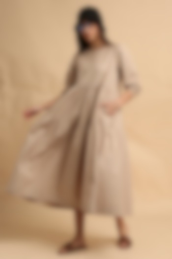 Sand-Colored Handspun Cotton Tiered Summer Dress by Mati at Pernia's Pop Up Shop