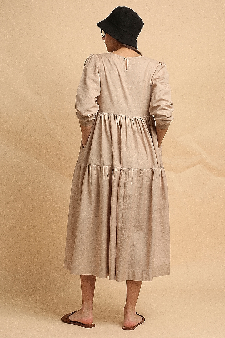 Sand-Colored Handspun Cotton Tiered Summer Dress by Mati at Pernia's Pop Up Shop