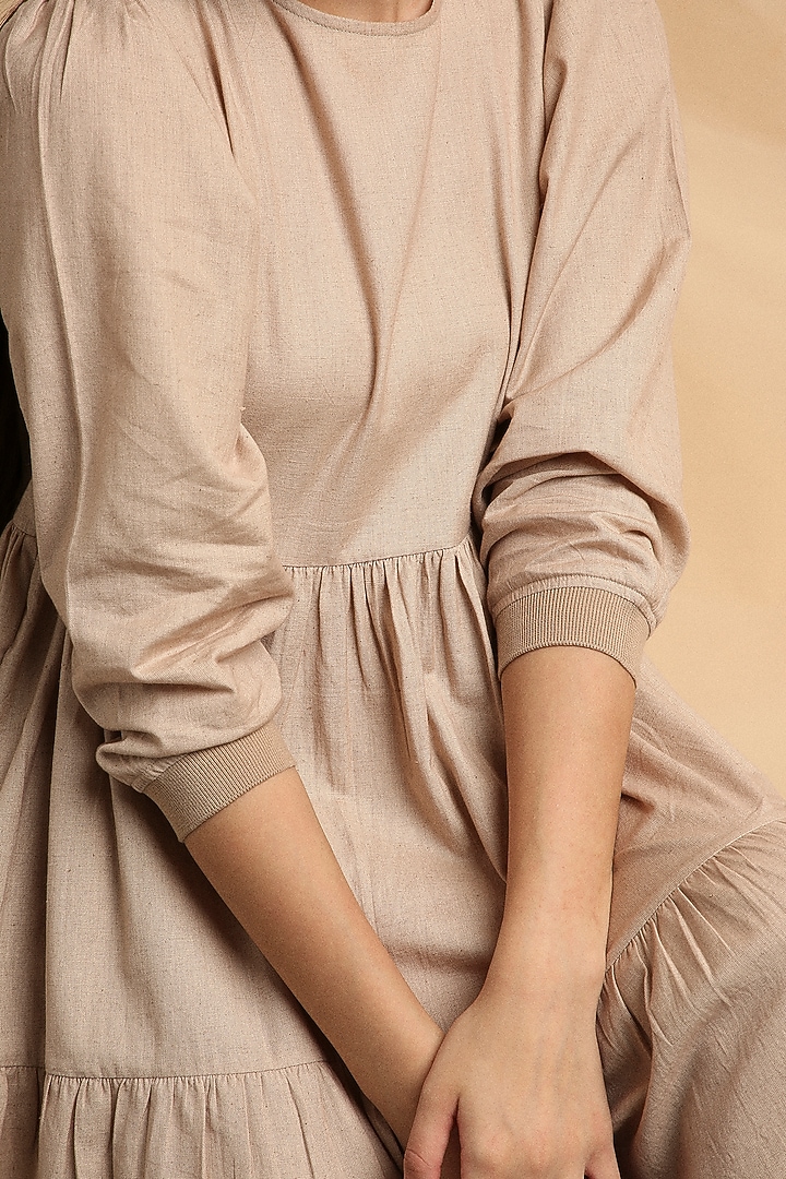 Sand-Colored Handspun Cotton Tiered Summer Dress by Mati at Pernia's Pop Up Shop