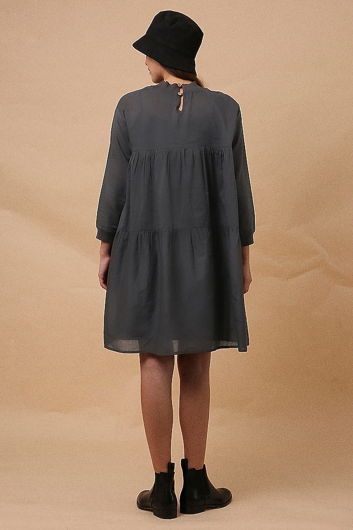 Ash Grey Handspun Cotton Mul Tiered Oversized Summer Dress by Mati at Pernia's Pop Up Shop