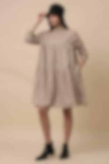 Sand-Colored Handspun Cotton Mul Tiered Oversized Summer Dress by Mati at Pernia's Pop Up Shop