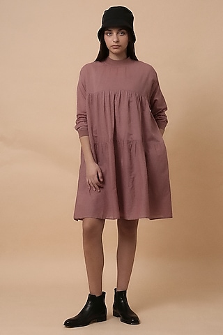 Blush Handspun Cotton Mul Tiered Oversized Dress by Mati