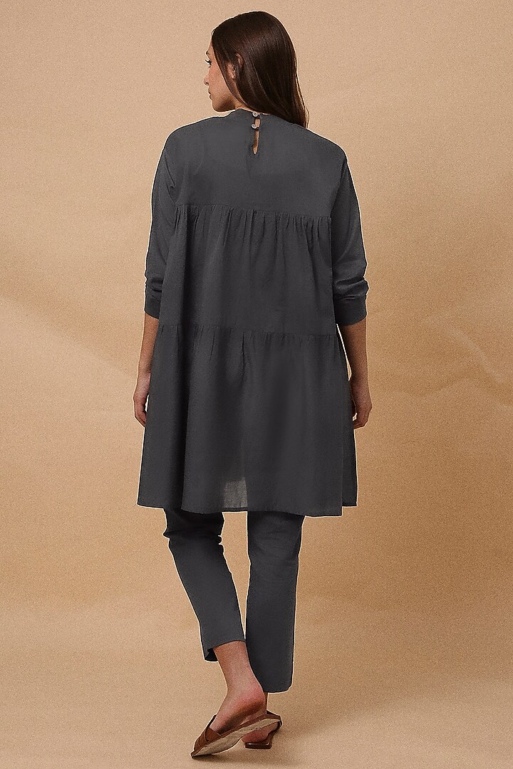 Ash Grey Handspun Cotton Mul Co-ord Set by Mati at Pernia's Pop Up Shop