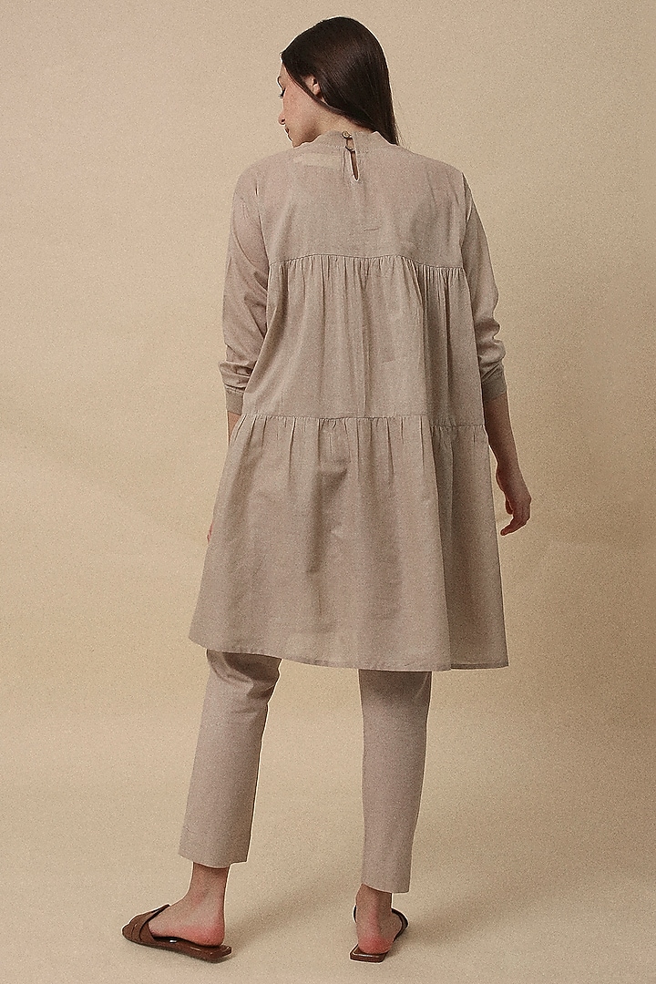 Sand-Colored Handspun Cotton Mul Co-ord Set by Mati at Pernia's Pop Up Shop