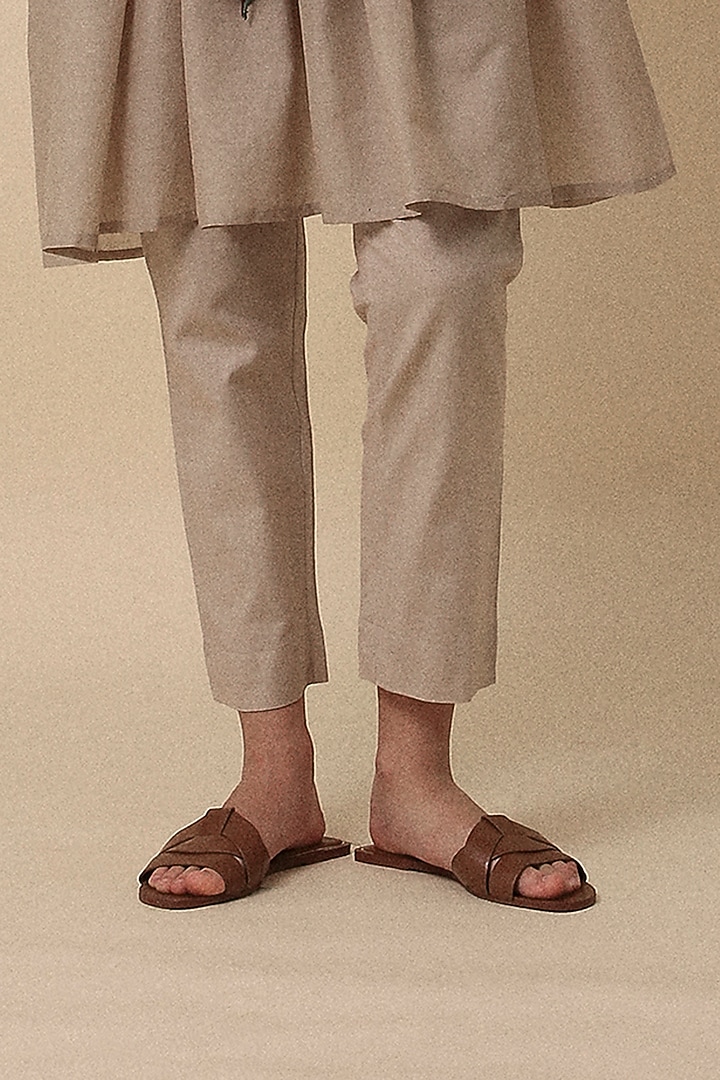 Sand-Colored Handspun Cotton Mul Co-ord Set by Mati at Pernia's Pop Up Shop