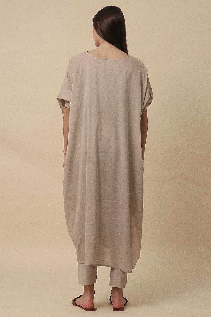 Sand-Colored Handspun Cotton Mul Co-ord Set by Mati at Pernia's Pop Up Shop