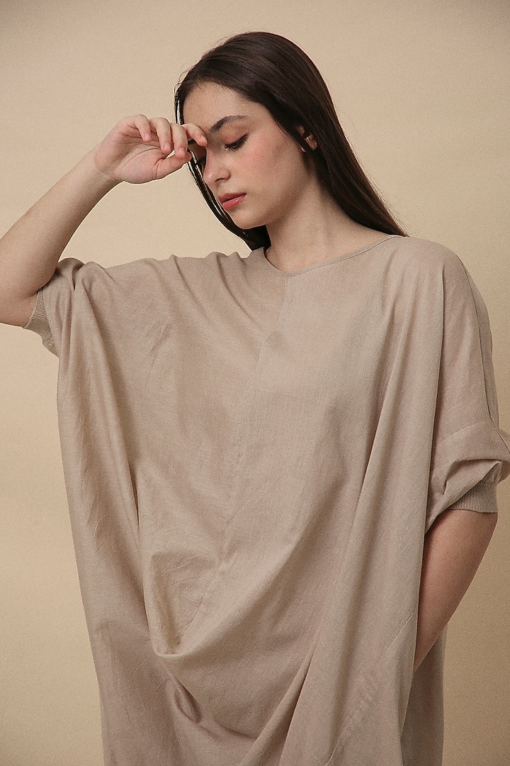Sand-Colored Handspun Cotton Mul Co-ord Set by Mati at Pernia's Pop Up Shop