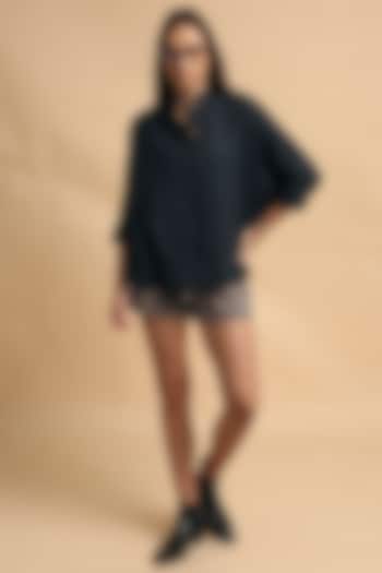 Charcoal Handspun Cotton Shirt by Mati at Pernia's Pop Up Shop