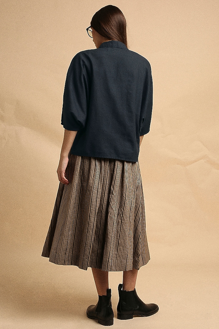 Brown Handspun Cotton Block Printed Skirt Set by Mati at Pernia's Pop Up Shop