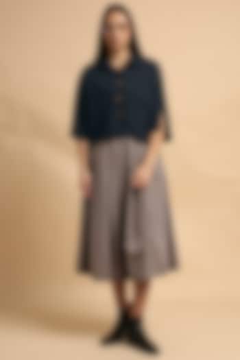 Grey Handspun Cotton Block Printed Skirt Set by Mati at Pernia's Pop Up Shop