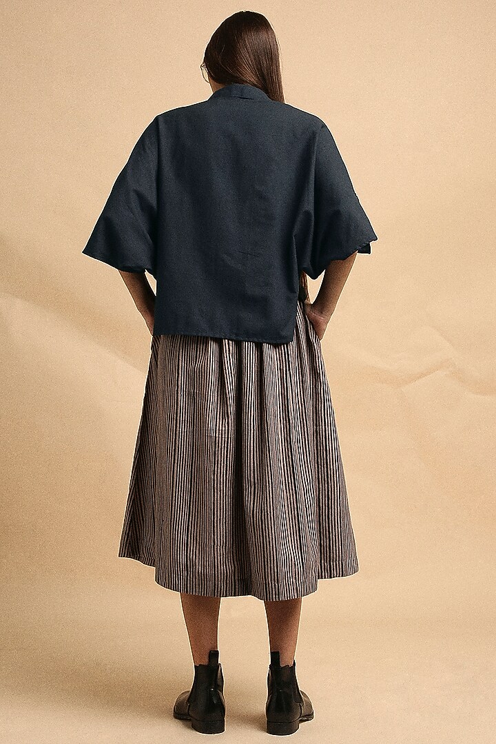 Grey Handspun Cotton Block Printed Skirt Set by Mati at Pernia's Pop Up Shop