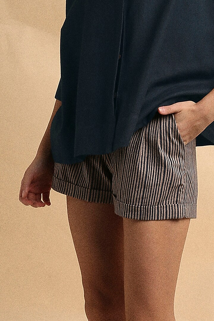 Grey Handspun Cotton Block Printed Co-Ord Set by Mati at Pernia's Pop Up Shop