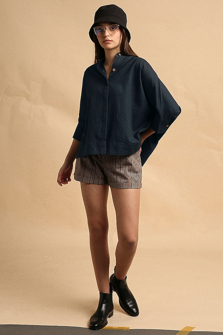 Grey Handspun Cotton Block Printed Co-Ord Set by Mati at Pernia's Pop Up Shop