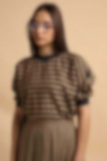 Brown Handspun Cotton Block Printed Top by Mati at Pernia's Pop Up Shop