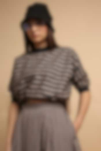 Grey Handspun Cotton Block Printed Top by Mati at Pernia's Pop Up Shop