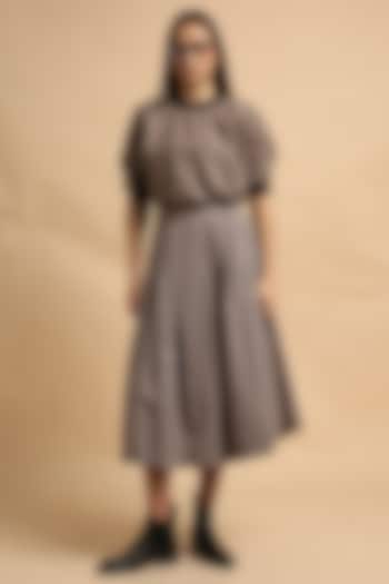 Grey Handspun Cotton Block Printed Top by Mati at Pernia's Pop Up Shop