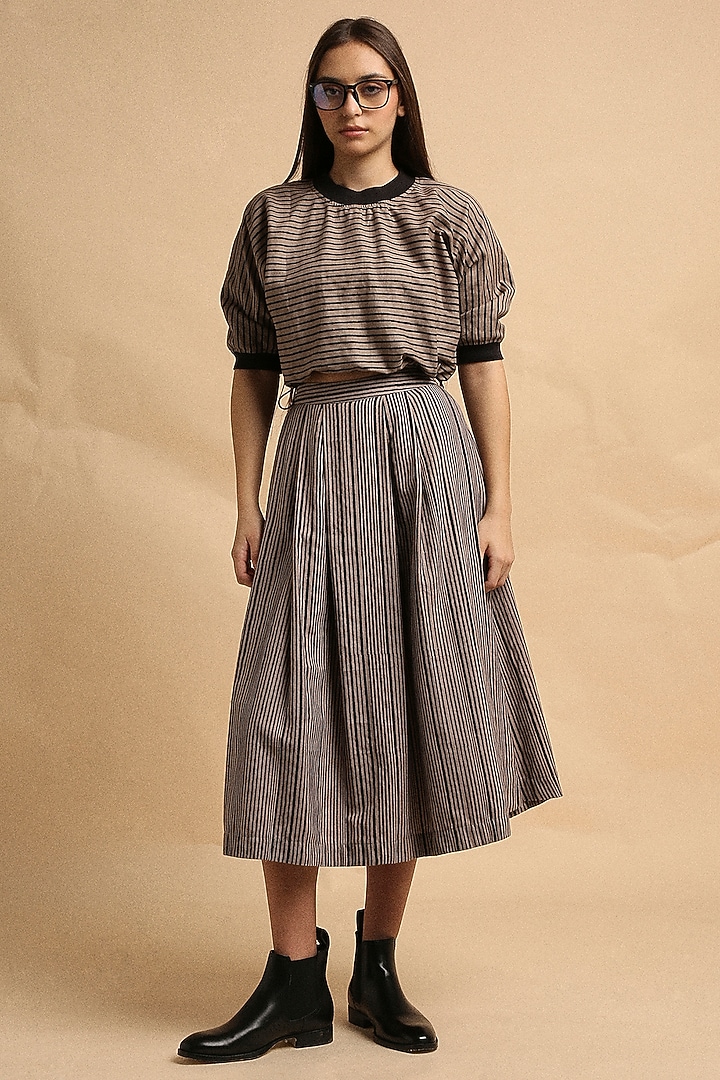Grey Handspun Cotton Block Printed Top by Mati at Pernia's Pop Up Shop