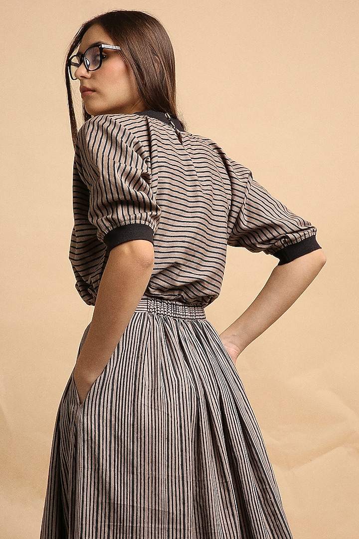 Grey Handspun Cotton Block Printed Top by Mati at Pernia's Pop Up Shop
