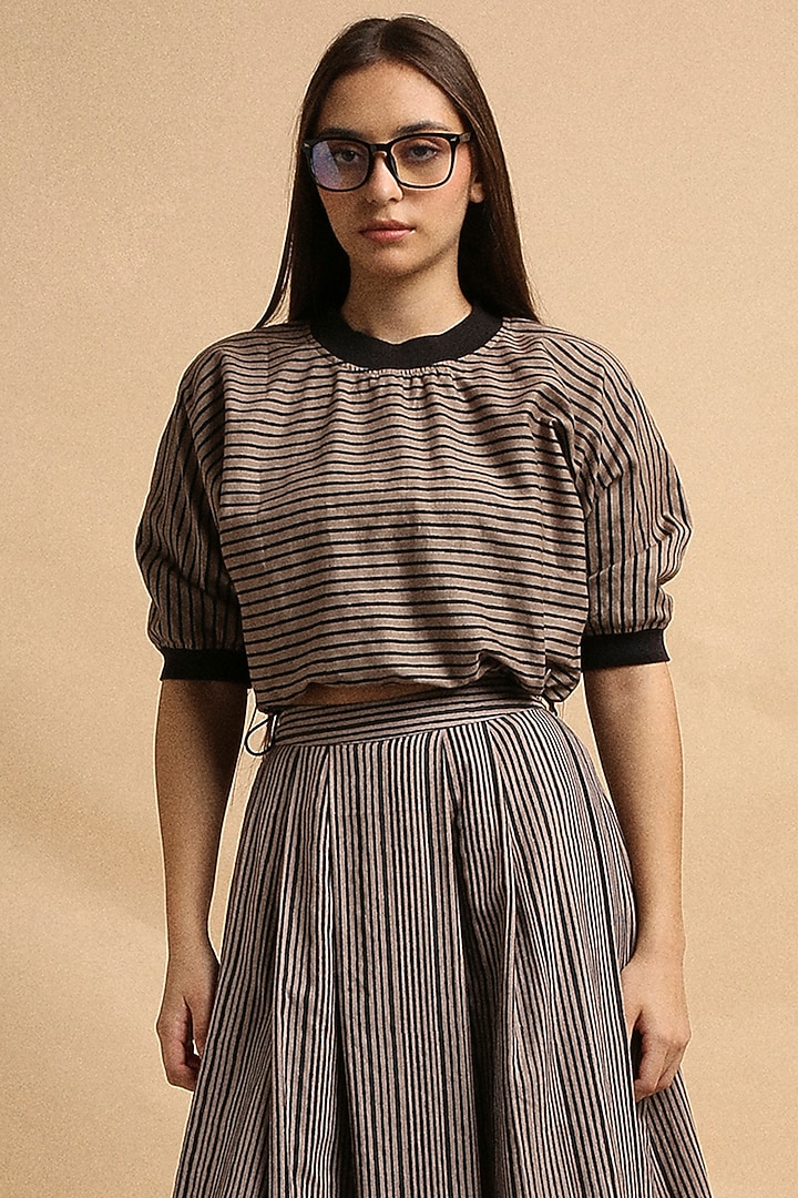 Grey Handspun Cotton Block Printed Top by Mati at Pernia's Pop Up Shop