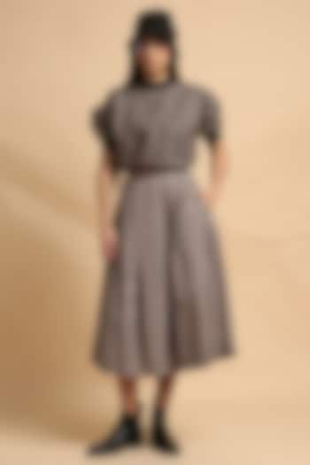 Grey Handspun Cotton Block Printed Skirt Set by Mati at Pernia's Pop Up Shop