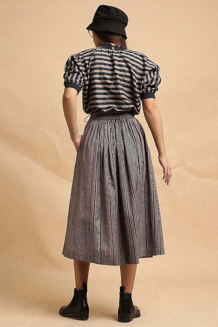 Grey Handspun Cotton Block Printed Skirt Set by Mati at Pernia's Pop Up Shop