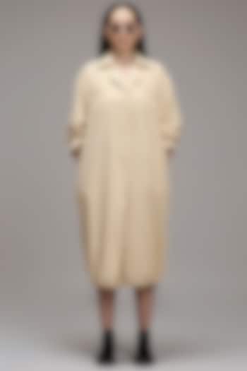 Off-White Handwoven Cotton Elasticated Shirt Summer Dress by Mati at Pernia's Pop Up Shop