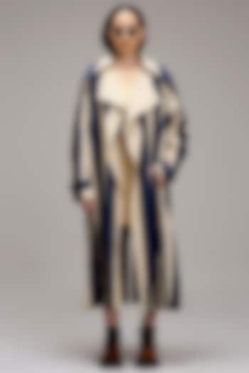 Off-White Handwoven Cotton A-line Shift Vacation Dress With Jacket by Mati at Pernia's Pop Up Shop