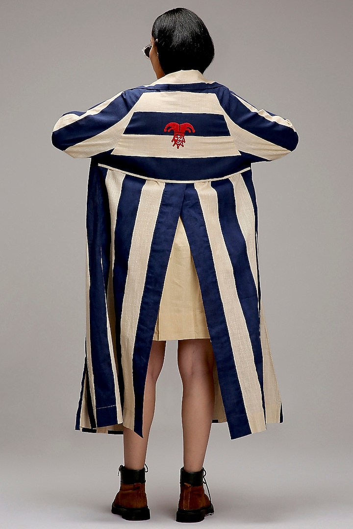 Off-White Handwoven Cotton A-line Shift Vacation Dress With Jacket by Mati at Pernia's Pop Up Shop