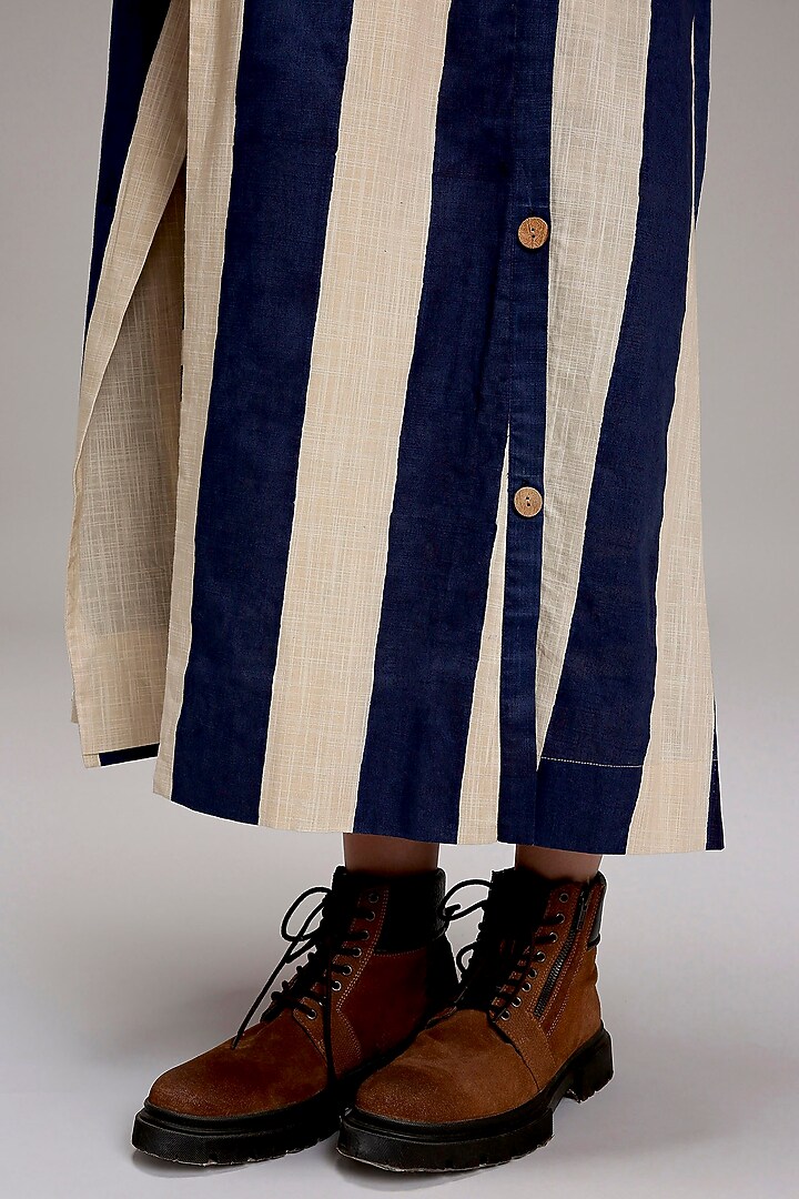 Off-White Cotton Hand Block Printed Trench Jacket by Mati at Pernia's Pop Up Shop