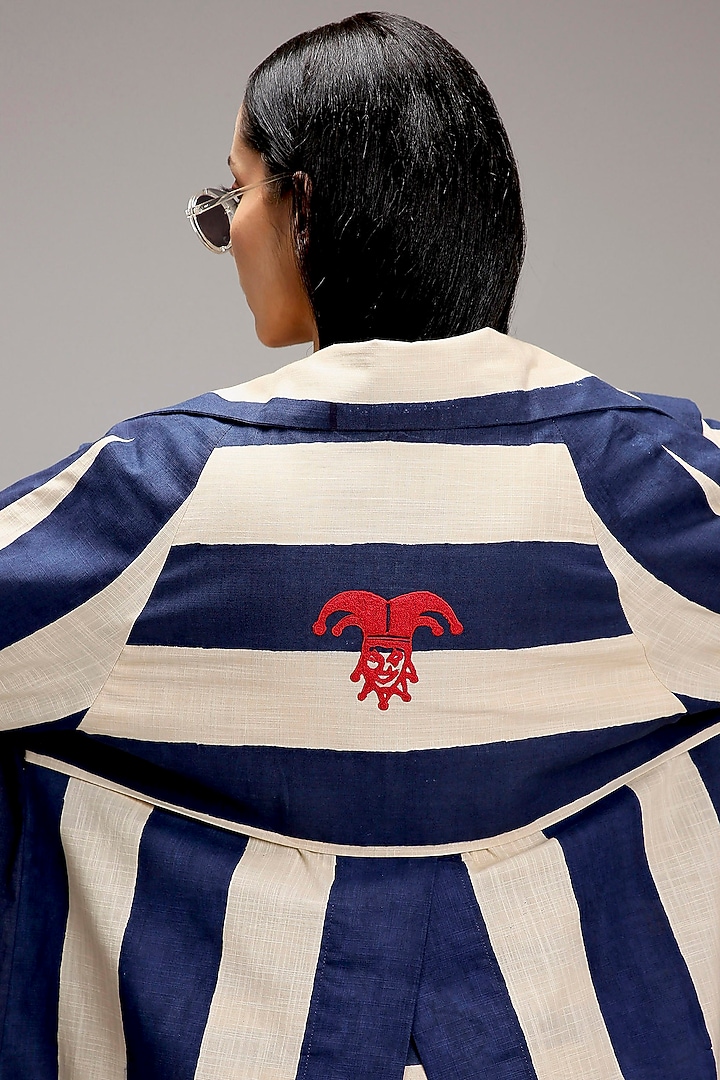 Off-White Cotton Hand Block Printed Trench Jacket by Mati at Pernia's Pop Up Shop