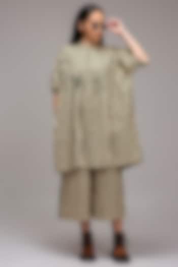 Off-White Handspun Cotton Stripe Handblock Printed Tunic by Mati at Pernia's Pop Up Shop