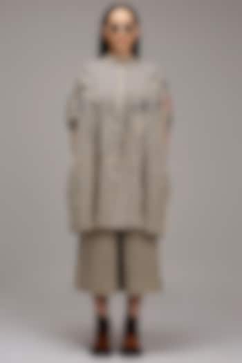 Off-White Handspun Cotton Stripe Handblock Printed Tunic by Mati at Pernia's Pop Up Shop
