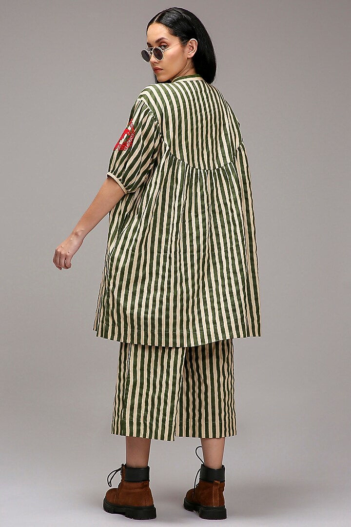 Off-White Handspun Cotton Stripe Printed Tunic Set by Mati at Pernia's Pop Up Shop