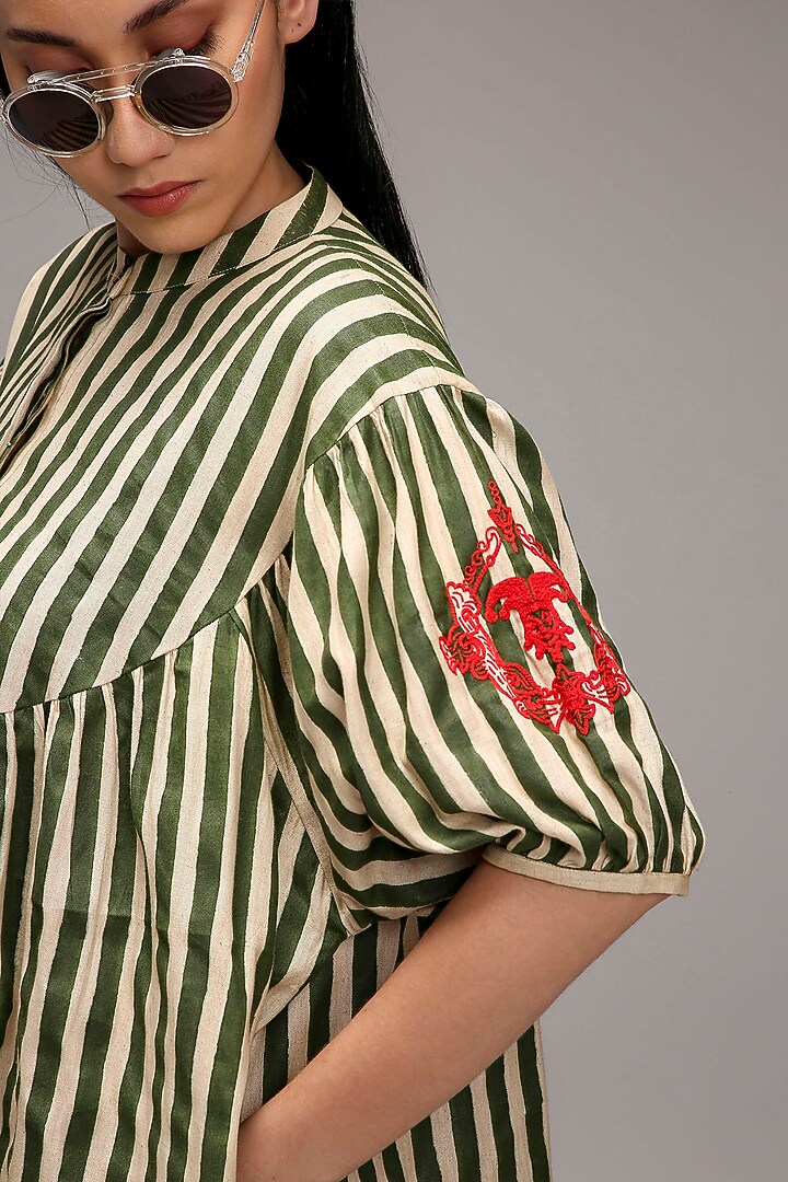 Off-White Handspun Cotton Stripe Printed Tunic Set by Mati at Pernia's Pop Up Shop