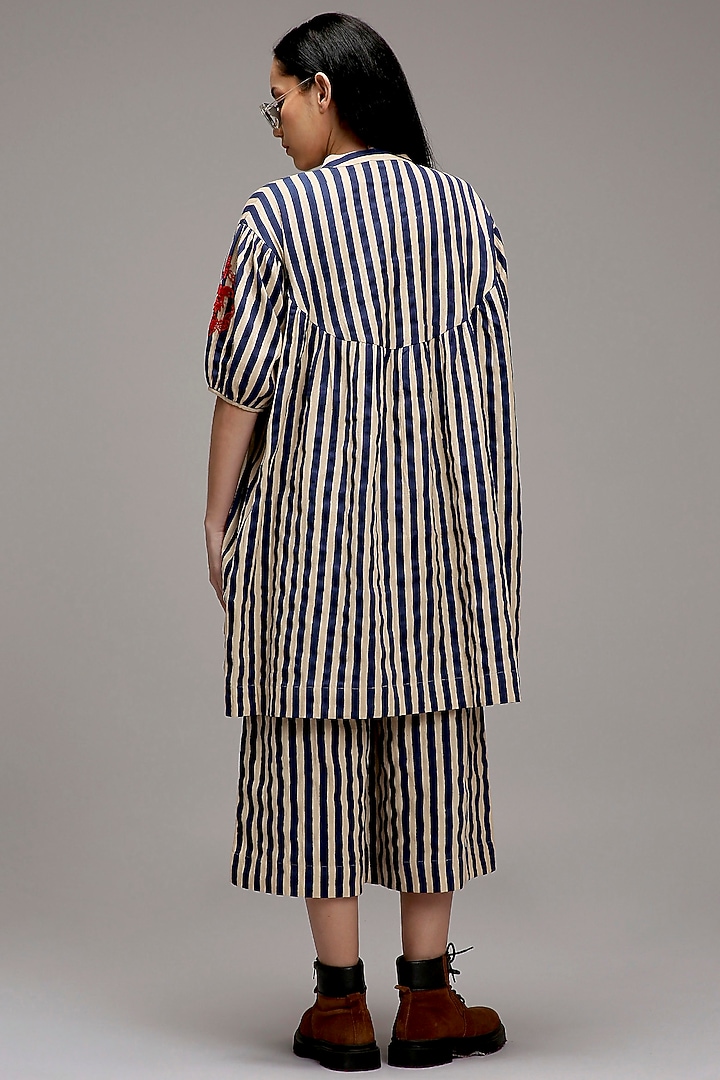 Off-White Handspun Cotton Stripe Printed Tunic Set by Mati at Pernia's Pop Up Shop