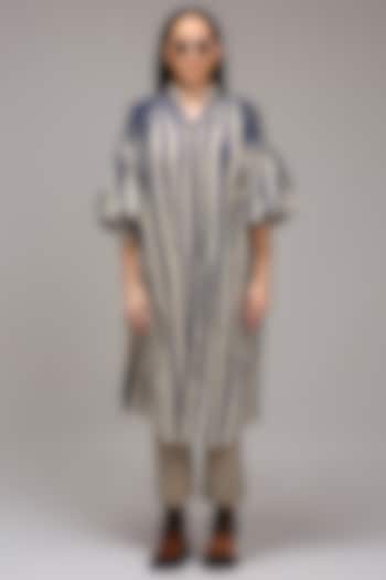 Off-White Handwoven Cotton Stripe Printed Tunic With Bralette by Mati at Pernia's Pop Up Shop