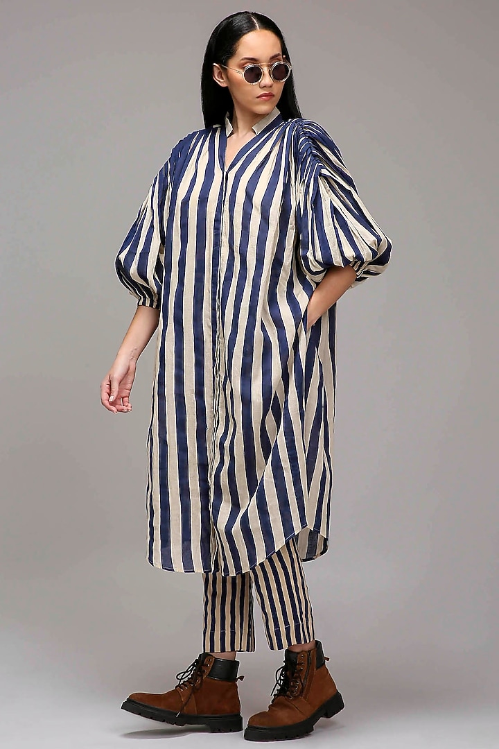 Off-White Handwoven Cotton Printed Pants by Mati at Pernia's Pop Up Shop