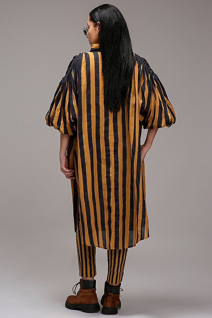 Tan Brown Handwoven Cotton Printed Pants by Mati at Pernia's Pop Up Shop