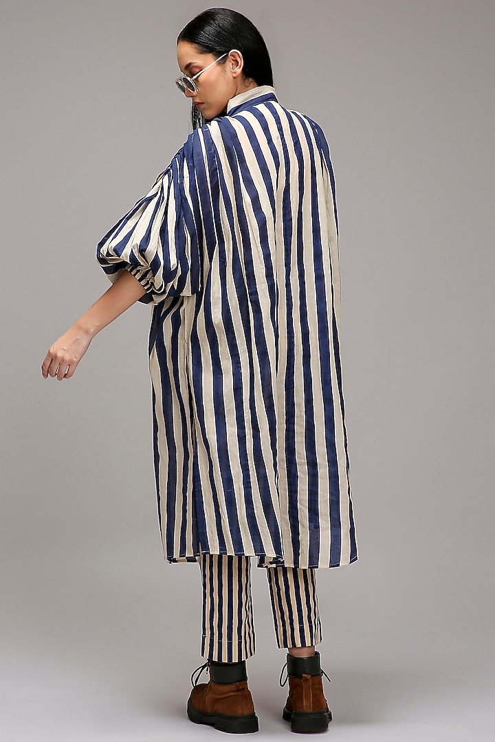 Off-White Handwoven Cotton Printed Tunic Set by Mati at Pernia's Pop Up Shop