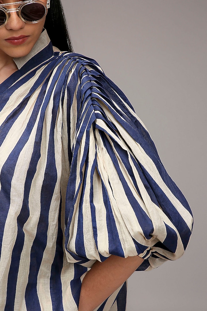 Off-White Handwoven Cotton Printed Tunic Set by Mati at Pernia's Pop Up Shop