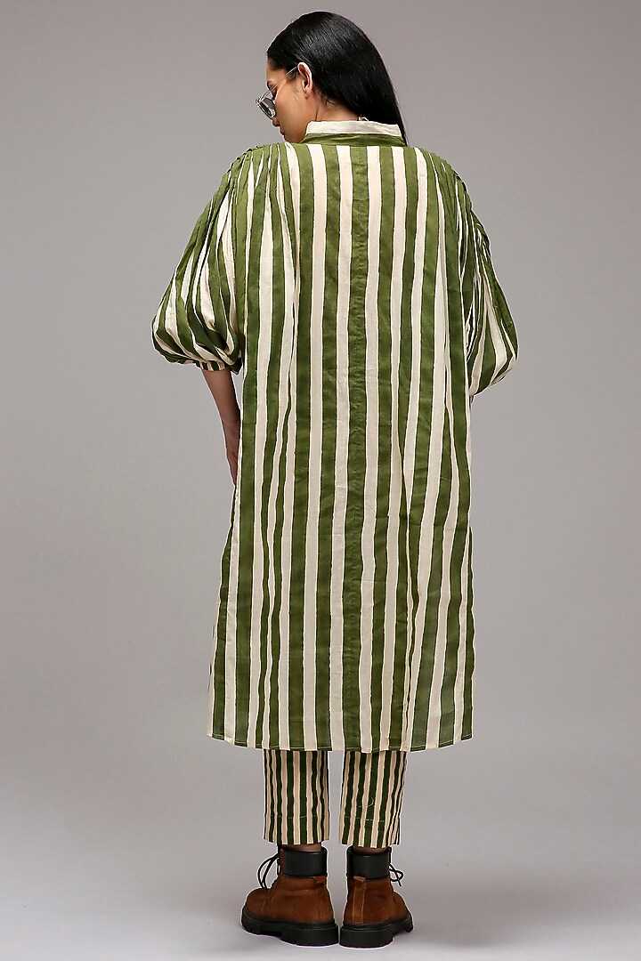 Off-White Handwoven Cotton Printed Tunic Set by Mati at Pernia's Pop Up Shop